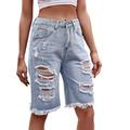 VBARHMQRT Female Womens Yoga Shorts Women Clothes Summer Fashion Casual Ripped Denim Shorts Women Jeans Compression Shorts for Women Track High Waisted Jean Shorts Women