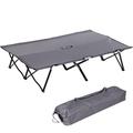 KKINJT 2 Person Folding Camping Cot for Adults 50 Extra Wide Outdoor Portable Sleeping Cot with Carry Bag Elevated Camping Bed Beach Hiking Grey