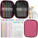 IMZAY 54 Pcs Crochet Kit Crochet Hooks Kit with Storage Case Crochet Needles Set Ergonomic Knitting Needles Blunt Needles Stitch Marker DIY Hand Knitting Craft Art Tools for Beginners