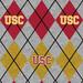 Southern California USC s Fleece Blanket Fabric With Argyle Design On Heather Ground-Sold By The Yard Argyle Fleece Fabric-Fleece Blanket Fabric