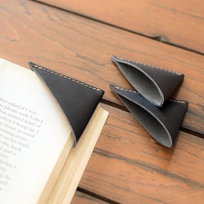 Words and Reflections,'Set of Three Handcrafted Black Leather Corner Bookmarks'