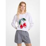 Michael Kors Cherry Jacquard Cotton Blend Sweater White XL