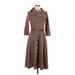 Signature by Robbie Bee Casual Dress - Sweater Dress: Brown Marled Dresses - Women's Size Small
