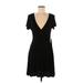 Rolla Coster Casual Dress - Wrap: Black Solid Dresses - Women's Size Medium