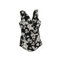 Lands' End One Piece Swimsuit: Black Print Swimwear - Women's Size 8