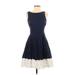 Tommy Hilfiger Cocktail Dress - DropWaist: Blue Jacquard Dresses - Women's Size 0