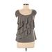 AB Studio Sleeveless Top Gray Ruffles Tops - Women's Size Small