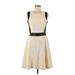 Donna Karan New York Casual Dress - Fit & Flare: Ivory Color Block Dresses - Women's Size 6