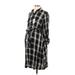 Sonoma Goods for Life Casual Dress - Shirtdress: Black Plaid Dresses - Women's Size Small Maternity