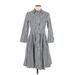 Eliza J Casual Dress - Shirtdress: Gray Stripes Dresses - Women's Size 6