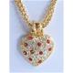 Jackie Kennedy Red & Gold Heart Necklace With Crystals By Camrose Kross For Wedding Anniversary Or July Birthday Gift Her - 211