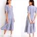 Madewell Dresses | Madewell Blue Lightspun Cotton Gauze Button Front Tiered Midi Dress 2 | Color: Blue | Size: 2