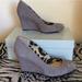 Jessica Simpson Shoes | Jessica Simpson Grey Suede Jewel Studded Toe Wedges In Size 8 1/2 | Color: Gray | Size: 8.5