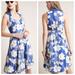 Anthropologie Dresses | Anthropologie Camellia Collared Floral Dress | Color: Blue/Cream | Size: 6p