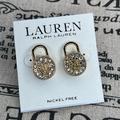 Ralph Lauren Jewelry | Lauren Ralph Lauren Signature Gold Tone Rll Rhinestone Stud Earrings | Color: Gold/White | Size: Os