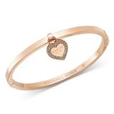 Michael Kors Jewelry | Michael Kors Bracelet Logo Heart Charm Rose Gold & Sparkling Pave Crystals Nwt | Color: Gold/Red | Size: Apx 2.5" Diameter, Apx 0.2" Width