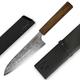 SANTOKU 17cm SPG2 Allzweckmesser handmade in Japan, Kochmesser mit Messerscheide & Ledertasche, Japanisches Messer Damastmesser Küchenmesser