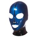 TTAO Latex Face Mask Headgear Open Eyes and Mouth Head Cover Hood Full Face Hooded for Halloween Party Night Club Blue D X-Small