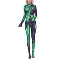 MODRYER Girls Shego Suit Kim Possible Cosplay Costume Halloween Role Play Tight Jumpsuit Women's Novelty Party Bodysuit Carnival Stage Show Onesies,Green-Adults/3XL/190~200cm