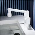 1080° Swivel Basin Taps, Digital Display Bathroom Sink Taps Brushed Brass Mixer Tap 2 Function Basin Mixer Tap Bathroom Tap Ceramic Valve Core Tap (Grey) (Color : White)