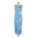 California Concepts Casual Dress: Blue Paisley Dresses - Women's Size Large