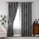 BSL Jacquard Richmond Eyelet Ring Top Pair of Fully Lined Curtains with Tie Backs Damask Pattern Curtains for Living Room & Bedroom Décor (Grey, W 90’’ x L 72’’)