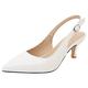 Court Shoes for Women Casual Mid Heel Slingback Shoes Buckle Kitten Heel Party Shoes Slingback Crocodile Texture, 041 White Size 6 UK/40