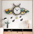 QLXHL Wall Clock Modern Art Wall Clock Silent Clock Modern Deer Head Wall Clock,Large Wall Clock Battery Operated Non-Ticking Silent Acrylic for Bedroom Coffee Kitchen Office Wall Decor Clock