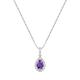 DazzlingRock Collection 9x6mm Pear Amethyst & Round White Diamond Teardrop Pendant Necklace with 18 inch Gold Chain in 18K Solid Yellow Gold