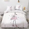 Duvet Cover Set Single Size for Kids Boys Girls Bedroom Bedding Set, White Cartoon Soft Blue Duvet Cover Bedspread (Double(200x200cm),flamingo)