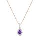 DazzlingRock Collection 9x6mm Pear Amethyst & Round White Diamond Teardrop Pendant Necklace with 18 inch Gold Chain in 18K Solid Rose Gold