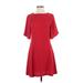 Zara Basic Casual Dress - Shift: Red Solid Dresses - Women's Size Small