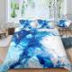 Single Duvet Cover Set Blue Marble Single Duvet Cover Set Polyester Breathable,Comforter Four Seasons Bedding With 2 Pillowcases,Easy Care Single Duvet Cover