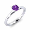 1.5 Ct Round Cut Amethyst Purple Diamond Solitaire Wedding Anniversary Ring for Women, Girl's and Teens in 925 Sterling Silver White Gold Finish (Z)