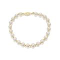 F.Hinds Womens 9ct Gold Bead & Freshwater Pearl 7.5in Bracelet