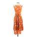 Charlotte by Charlotte Taylor Casual Dress - Midi: Orange Graphic Dresses - Women's Size 4