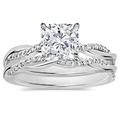 ALLORYA IGI Certified 10K Solid White Gold Solitaire Twisted Engagement Ring Set with 1.75 ctw Lab Grown White Diamond, Size 5