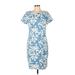 Talbots Casual Dress - Shift: Blue Jacquard Dresses - Women's Size 12