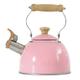 Whistling Kettle Anti-Scald Handle Kettle Stainless Steel Retro Kettle Gas Stove Teapot Stove Top Kitchen Stainless Steel Kettle (Color : Roze, Size : 2.5L)