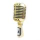 Stage Dynamic Microphone, Classical Swing Karaoke Retro Metal Shell Microphone, Retro Metal Shell Live Broadcast Microphone(Gold)