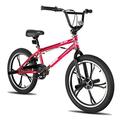 Hiland 20 Inch 5 Spoke Kids BMX Bike for Boys Girls Ages 7-13, 360 Degree Rotor Freestyle, 4 Pegs Single Speed Kid’s BMX Bicycle, Red