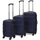 TECHPO Furniture Home Tools Three Piece Hardcase Trolley Set Blue 45.5/55/66 cm