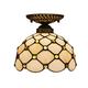 LRUII Tiffany Mini Ceiling Light Flush Mount, Stained Glass Kitchen Ceiling Lamp, Vintage Fruit Chandeliers for Living Room Bedroom y, 20X20cm [Energy Class A ++],Gold