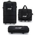 Foldable/Extendable Travel Bag BV-01 (3 Sizes), Waterproof Canvas and Wheels, Large Capacity and Resistance Oxford Black, Black/White, 80cm x 47cm x 25cm, Expandable and Foldable Travel Bag with