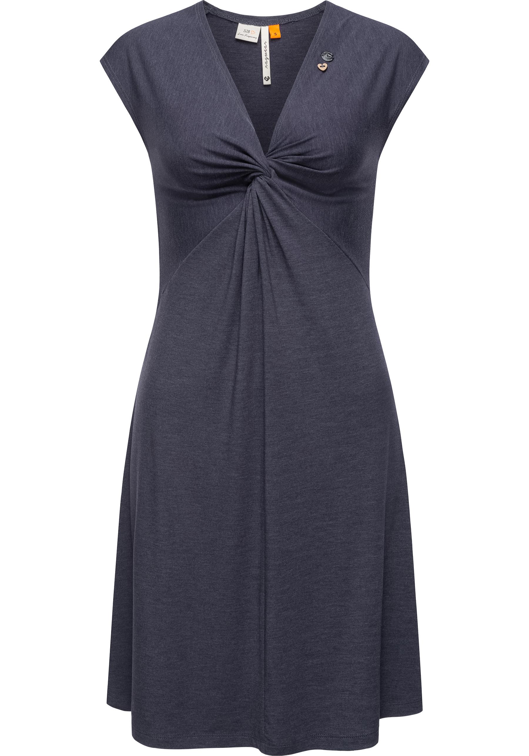 Jerseykleid RAGWEAR "Comfrey Solid", Damen, Gr. M (38), Normalgrößen, blau (navy), Material: 48% Viskose, 47% Polyester, 5% Elasthan, figurumspielend knieumspielend, tiefer V-Ausschnitt, weit normaler Saum, Kleider Jerseykleid, stylisches...