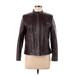 Cole Haan Leather Jacket: Burgundy Jackets & Outerwear - Women's Size Medium