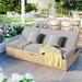 Summer Outdoor Daybed with Adjustable Backrest,Outdoor Sunbed with Cup Tray,Water/Weather Resistant