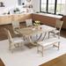 6-Piece Wood Half Round Dining Table Set Kitchen Table Set with Long Bench and 4 Dining Chairs, Modern Style