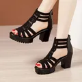 Sandali romani vuoti da donna estivi tacchi alti sandali Casual da ragazza Open Toe scarpe a bocca