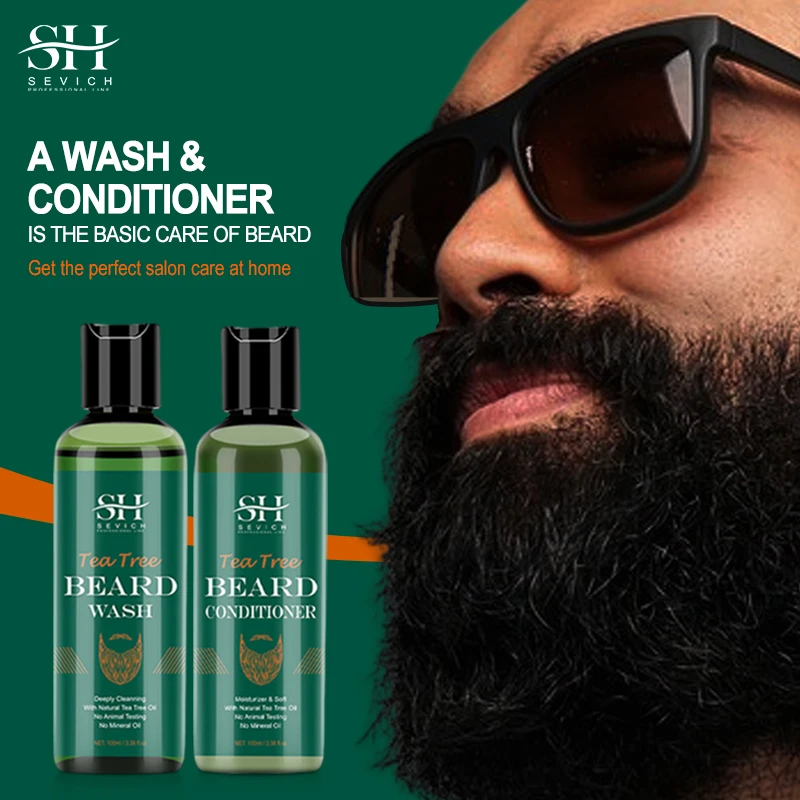 Set per la cura della barba naturale biologico da uomo delicato non irritante Shampoo per la crescita della barba Styling idratante balsamo per barba Kit per la cura della barba